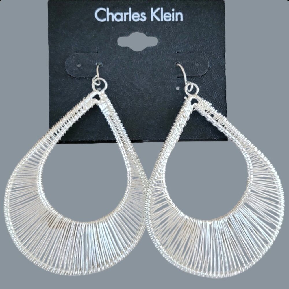 Charles Klein Silver Wire Lightweight Teardrop Earrings